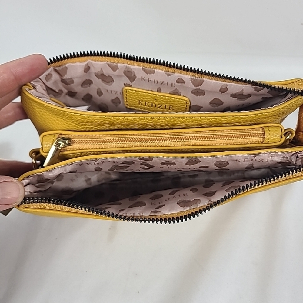NEW Kedzie Eclipse Convertible Wallet Crossbody Golden Yellow - Picture 7 of 10